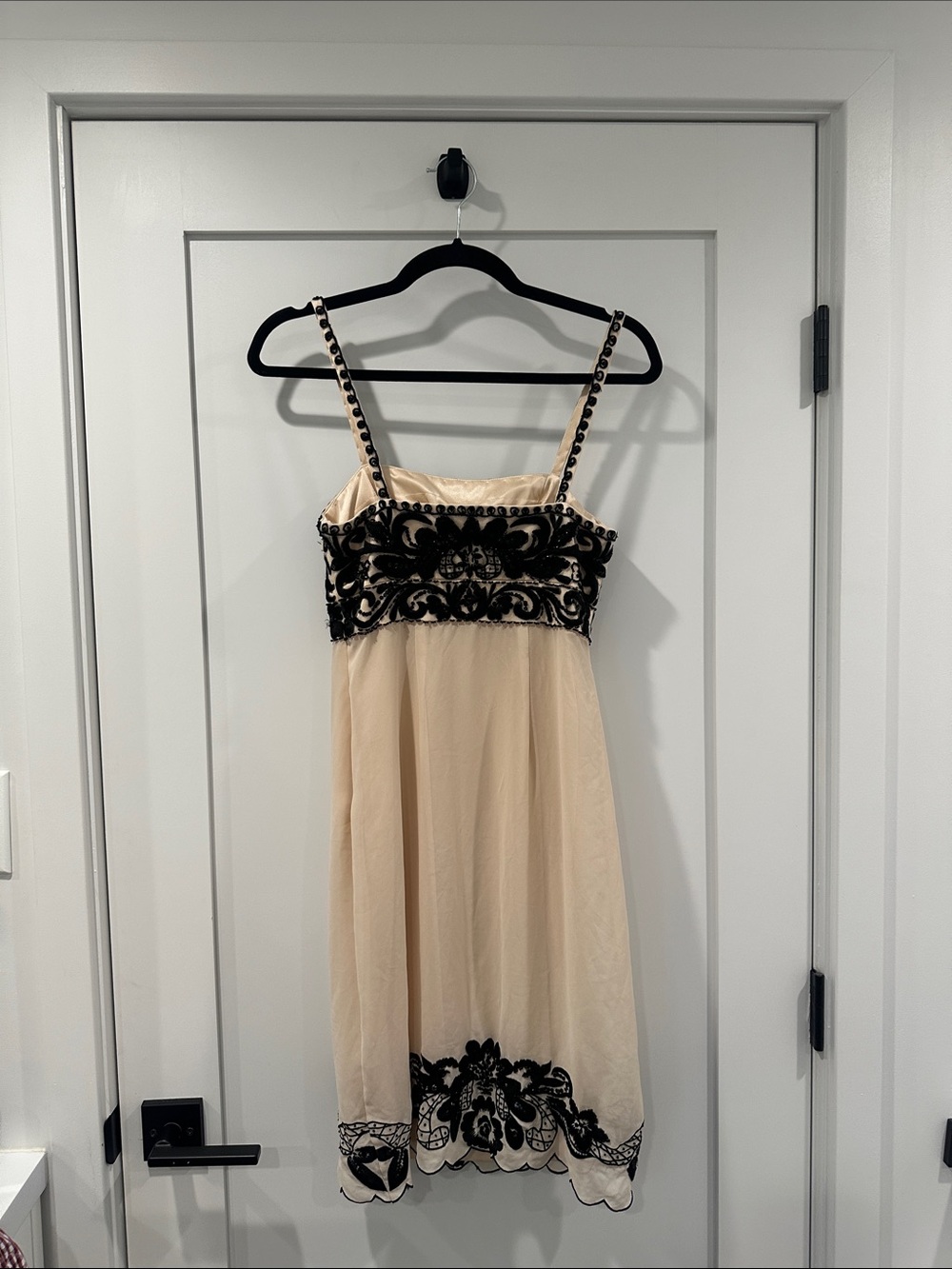 Sue Wong Elegant Babydoll‎ Black & Cream Floral Lace-Trim Slip Dress Size 2 - Picture 3 of 4